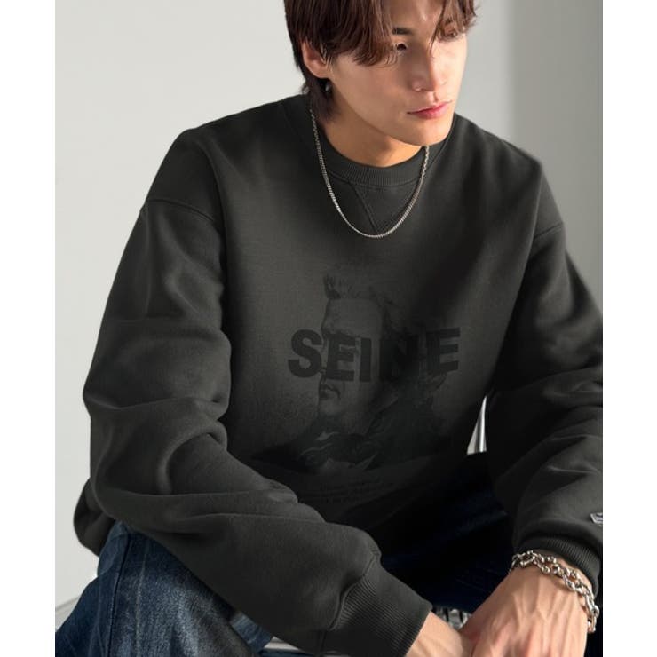 チャコール | 肖像画裏起毛スウェット Face Art | Classical Elf Men