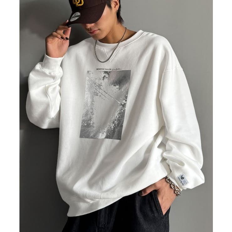 オフホワイト | かすれボックス箔裏起毛スウェット Foil Printed | Classical Elf Men