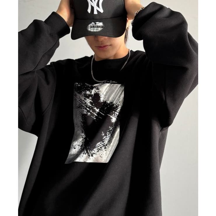 ブラック | かすれボックス箔裏起毛スウェット Foil Printed | Classical Elf Men