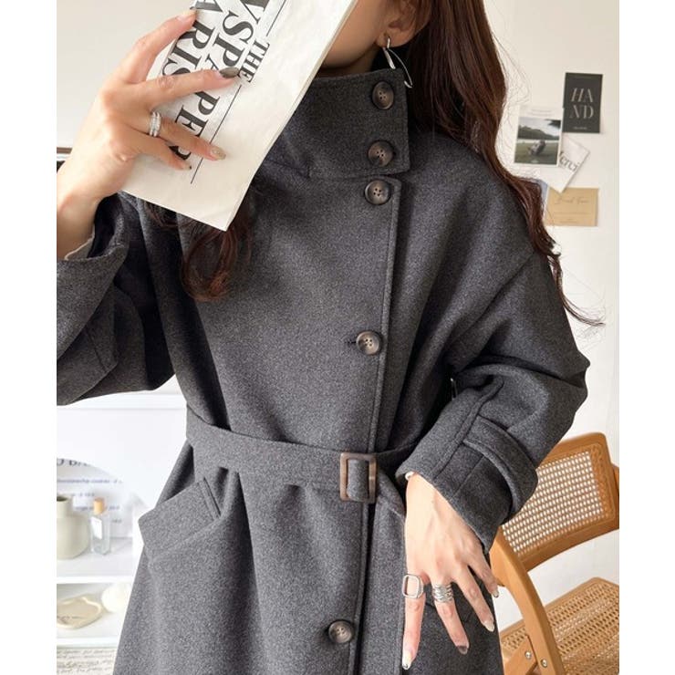 ロング丈が気分♪ニットモッサスタンドカラーロングコート | Classical Elf  | 詳細画像10 