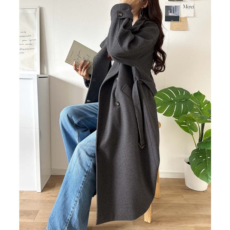 ロング丈が気分♪ニットモッサスタンドカラーロングコート | Classical Elf  | 詳細画像13 