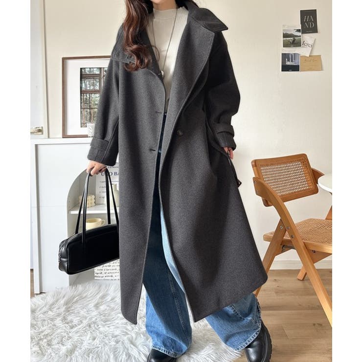 ロング丈が気分♪ニットモッサスタンドカラーロングコート | Classical Elf  | 詳細画像19 