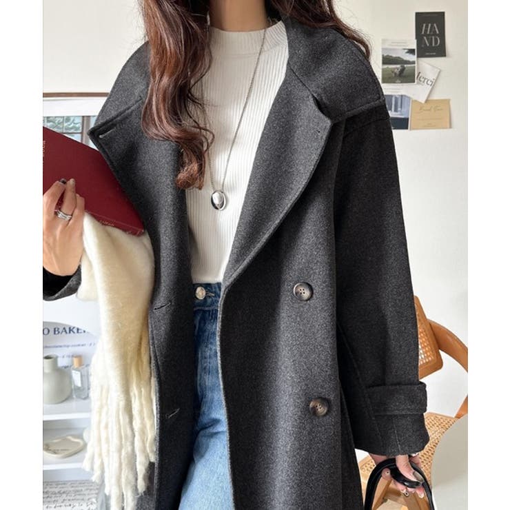 EPOCA ロングニットコート 金ボタン ショールカラー ダブルブレスト EPOCA ロングニットコート 金ボタン ショールカラー ダブル