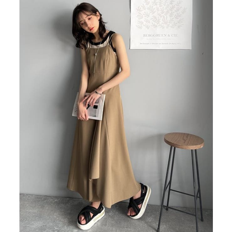 大人のエレガントテイスト。麻調ダブルストラップアシメキャミフレアワンピース | Classical Elf  | 詳細画像11 