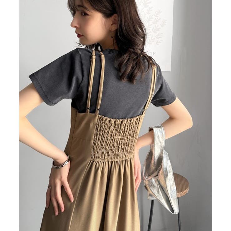 大人のエレガントテイスト。麻調ダブルストラップアシメキャミフレアワンピース | Classical Elf  | 詳細画像12 