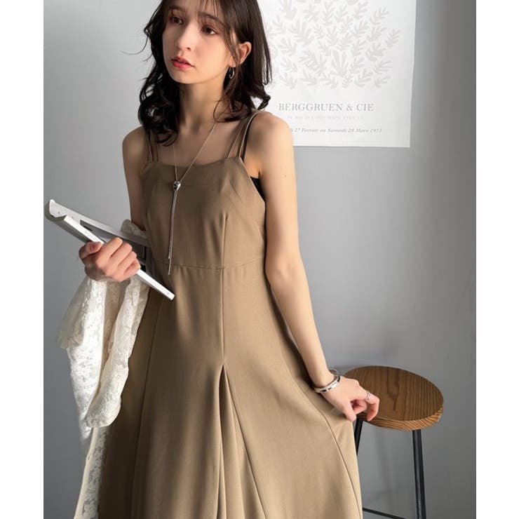 大人のエレガントテイスト。麻調ダブルストラップアシメキャミフレアワンピース | Classical Elf  | 詳細画像16 