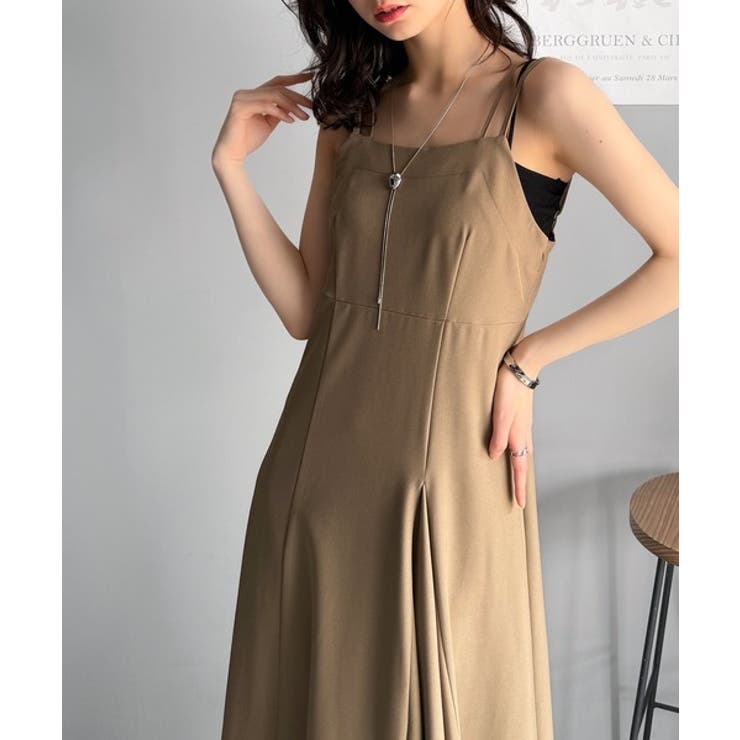 大人のエレガントテイスト。麻調ダブルストラップアシメキャミフレアワンピース | Classical Elf  | 詳細画像19 