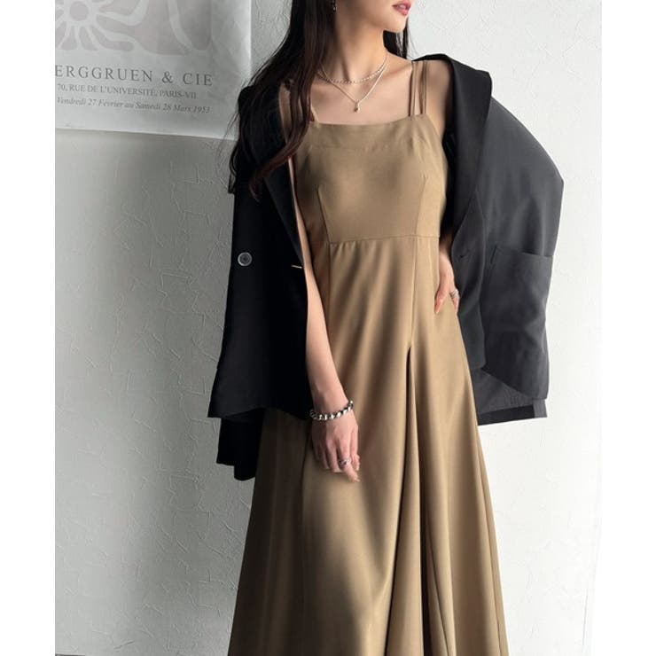 大人のエレガントテイスト。麻調ダブルストラップアシメキャミフレアワンピース | Classical Elf  | 詳細画像20 