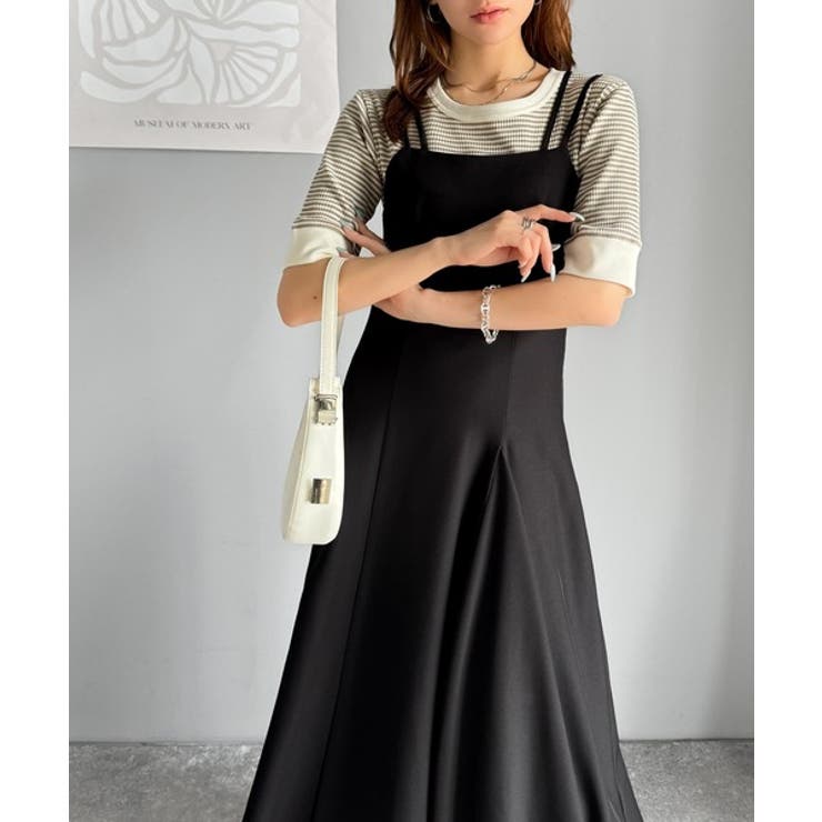 大人のエレガントテイスト。麻調ダブルストラップアシメキャミフレアワンピース | Classical Elf  | 詳細画像5 