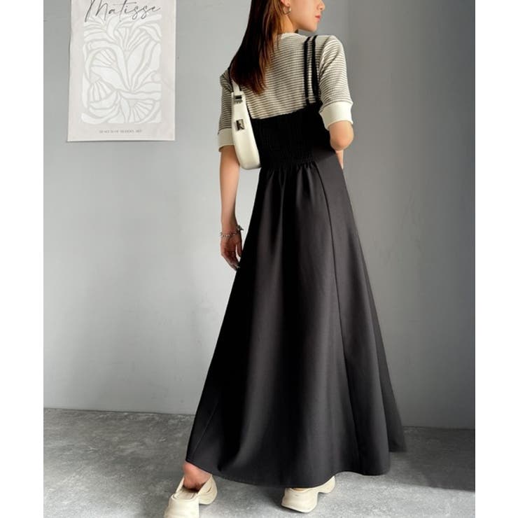 大人のエレガントテイスト。麻調ダブルストラップアシメキャミフレアワンピース | Classical Elf  | 詳細画像6 