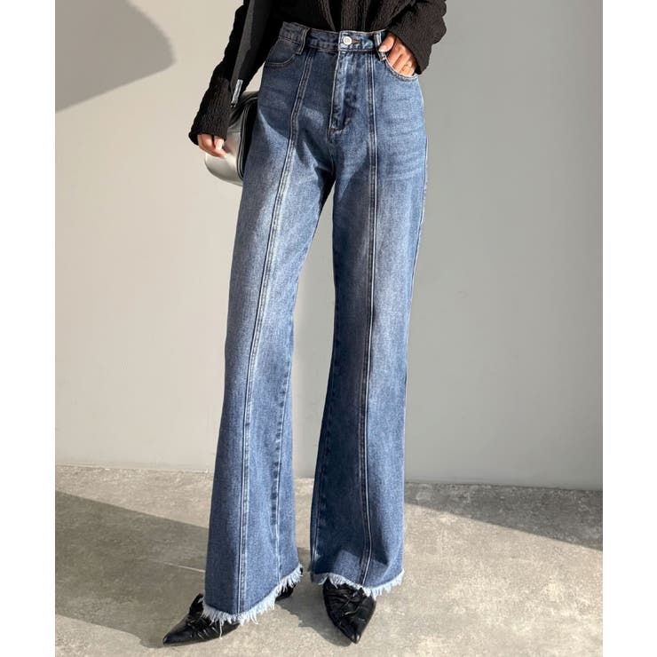 最旬美脚デニム。裾フリンジセミフレアデニムパンツ | Classical Elf  | 詳細画像54 