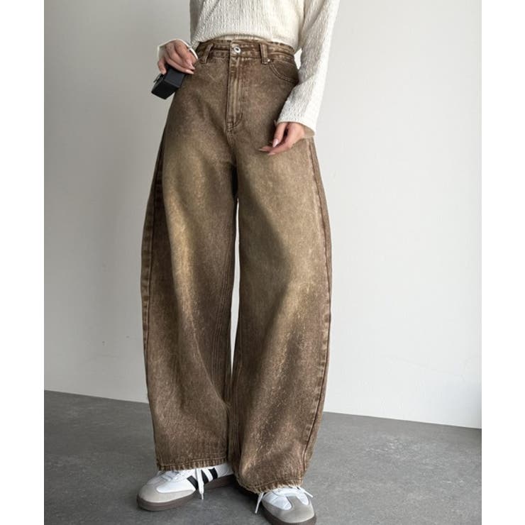 ブラウン | こなれ感抜群の1本。ゆったりシルエットカーブデニムエッグパンツ | Classical Elf