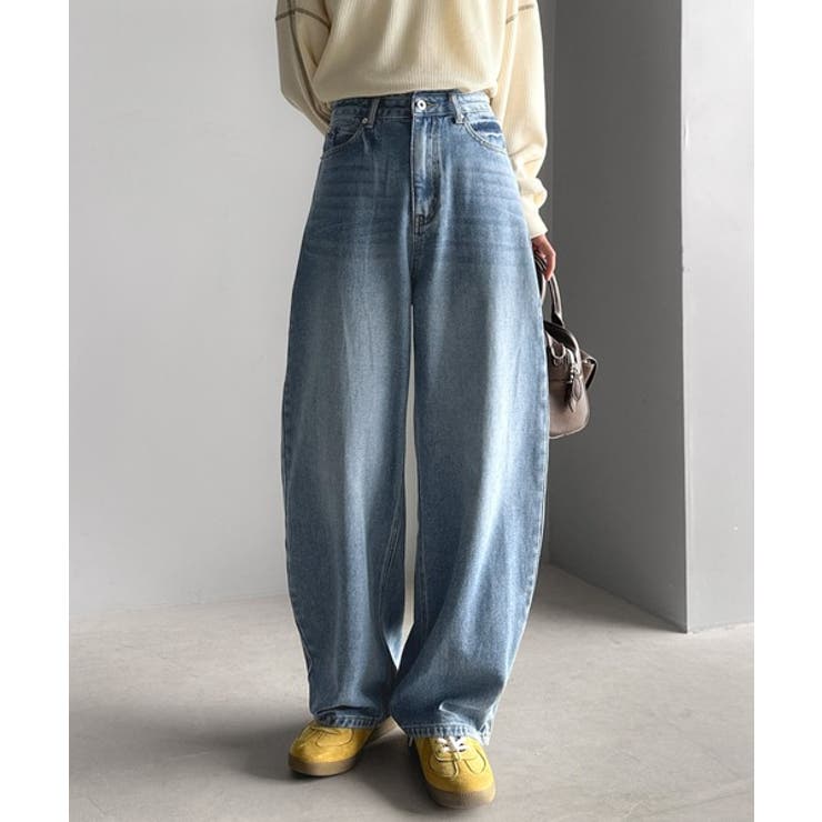 ブルー | こなれ感抜群の1本。ゆったりシルエットカーブデニムエッグパンツ | Classical Elf