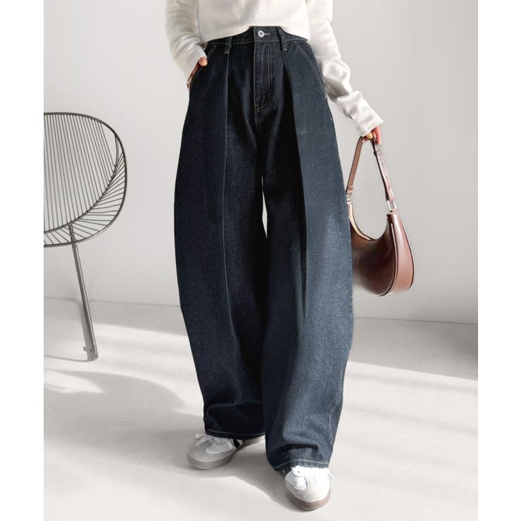 抜群のシルエットで、カバーしながらスタイルアップ♪カーブタックデニムパンツ | Classical Elf  | 詳細画像22 