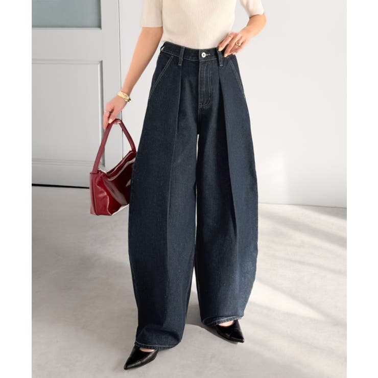 抜群のシルエットで、カバーしながらスタイルアップ♪カーブタックデニムパンツ | Classical Elf  | 詳細画像28 