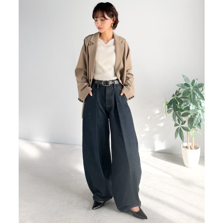 抜群のシルエットで、カバーしながらスタイルアップ♪カーブタックデニムパンツ | Classical Elf  | 詳細画像32 