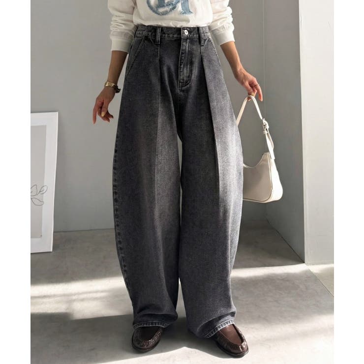 抜群のシルエットで、カバーしながらスタイルアップ♪カーブタックデニムパンツ | Classical Elf  | 詳細画像3 