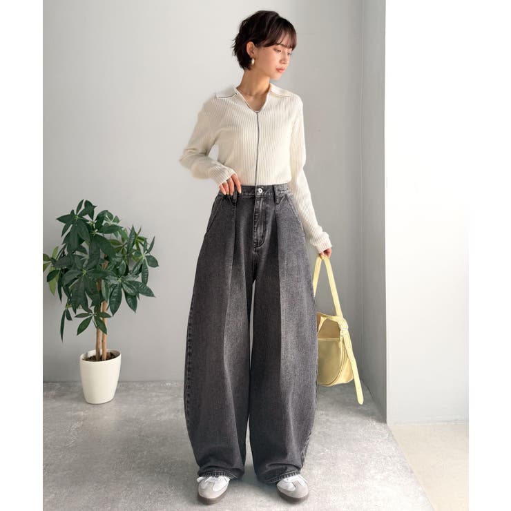 抜群のシルエットで、カバーしながらスタイルアップ♪カーブタックデニムパンツ | Classical Elf  | 詳細画像4 