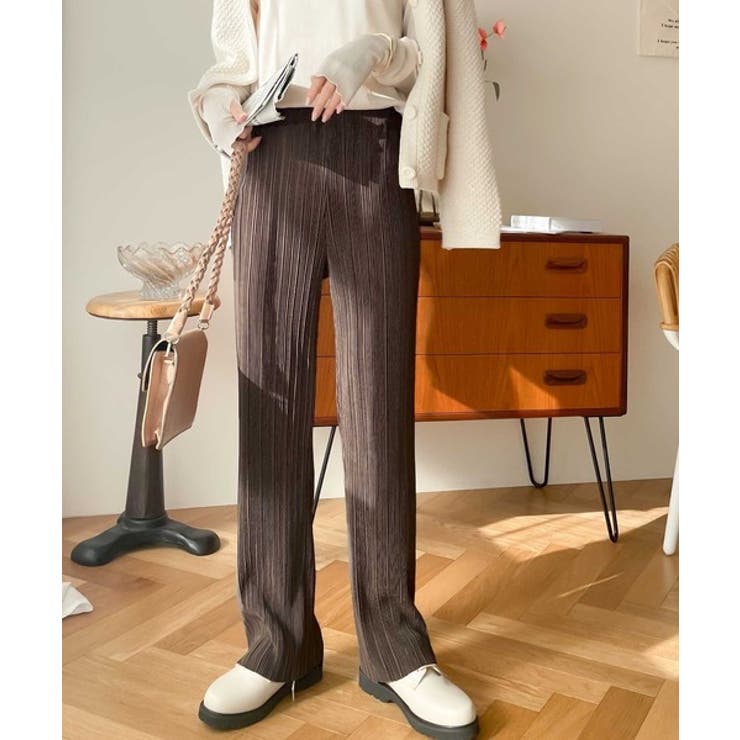 チャコール | 自分好みの丈感に！セルフカットフレアプリーツパンツ | Classical Elf 