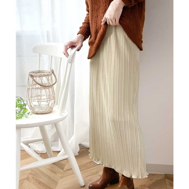 ms+ ideal》きらり揺らめく。メロープリーツタイトロングスカート[品番