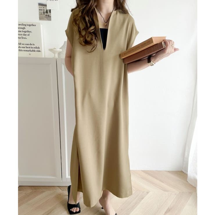 １枚で大大活躍。リネンライクカフタン調サイドスリットロングワンピース | Classical Elf  | 詳細画像21 