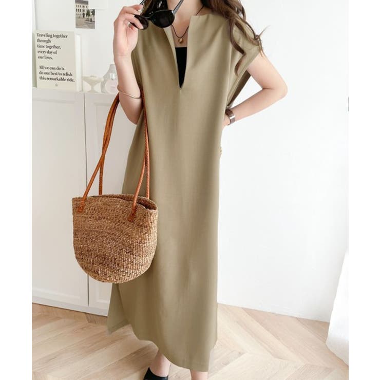 １枚で大大活躍。リネンライクカフタン調サイドスリットロングワンピース | Classical Elf  | 詳細画像23 