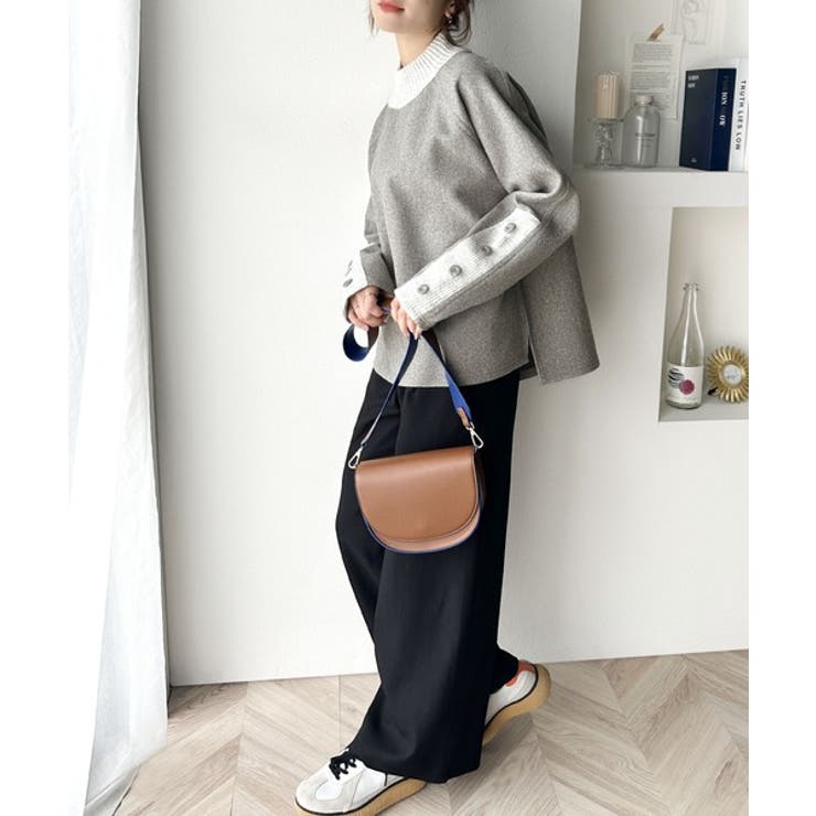 あったかおしゃれ！ 異素材切り替え袖ボタンプルオーバー | Classical Elf  | 詳細画像7 