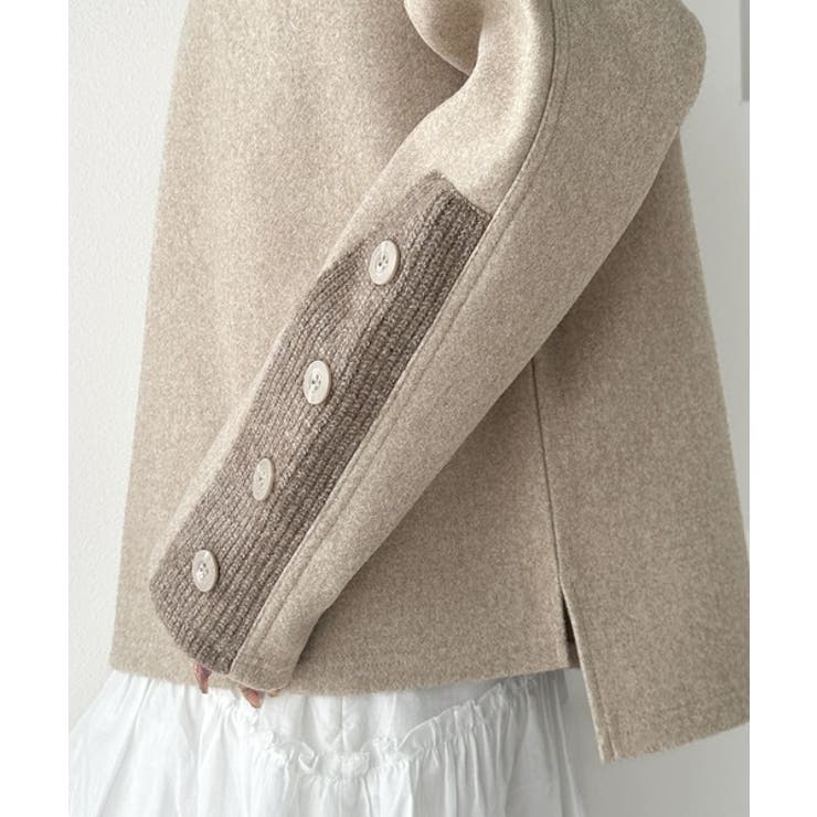 あったかおしゃれ！ 異素材切り替え袖ボタンプルオーバー | Classical Elf  | 詳細画像12 