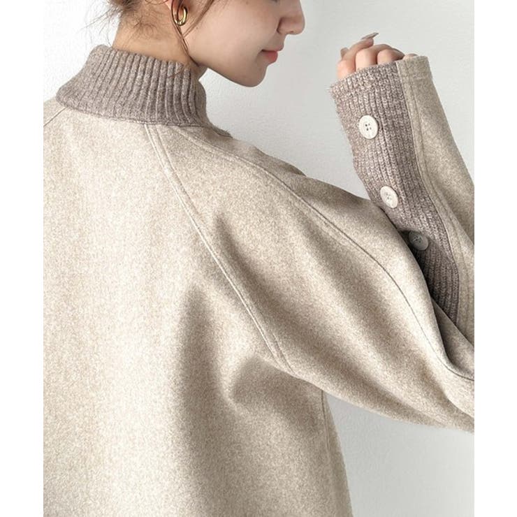 あったかおしゃれ！ 異素材切り替え袖ボタンプルオーバー | Classical Elf  | 詳細画像13 