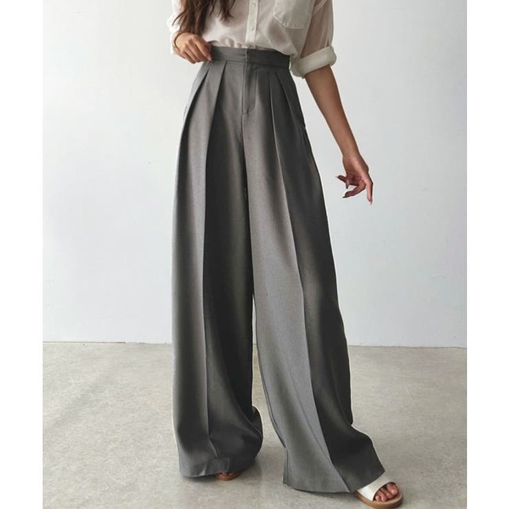 さらっと美脚。細見え2インタックハイウエストワイドスラックスパンツ | Classical Elf  | 詳細画像25 