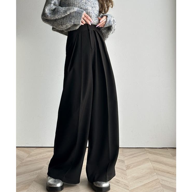 さらっと美脚。細見え2インタックハイウエストワイドスラックスパンツ | Classical Elf  | 詳細画像10 