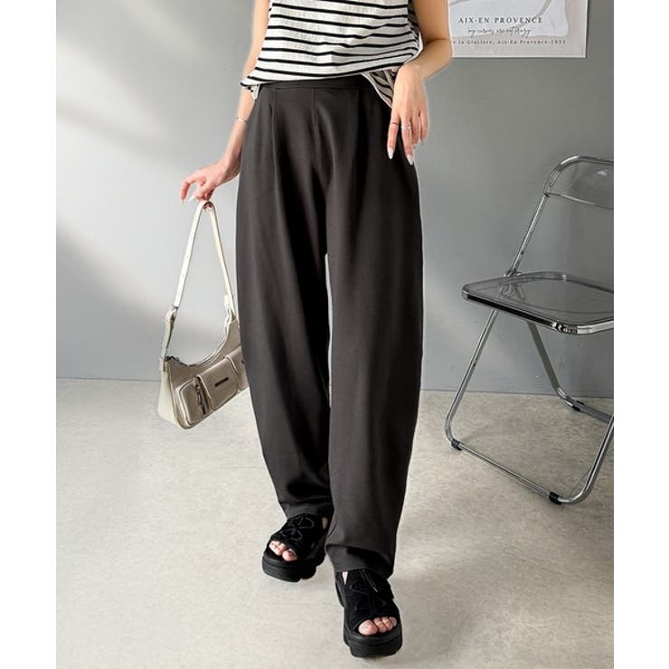 チャコール | 美しいシルエットと至福の履き心地。ウエストゴムポンチカーブパンツ | Classical Elf 