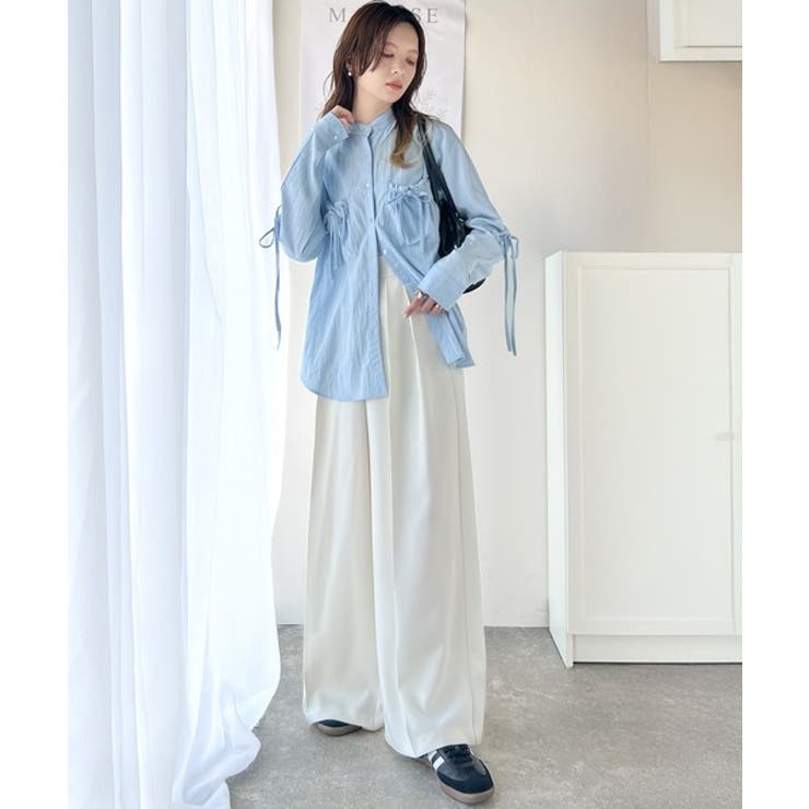 美しいシルエットの優秀パンツ♪サイドベルトハイウエスト2タックワイドパンツ | Classical Elf  | 詳細画像12 