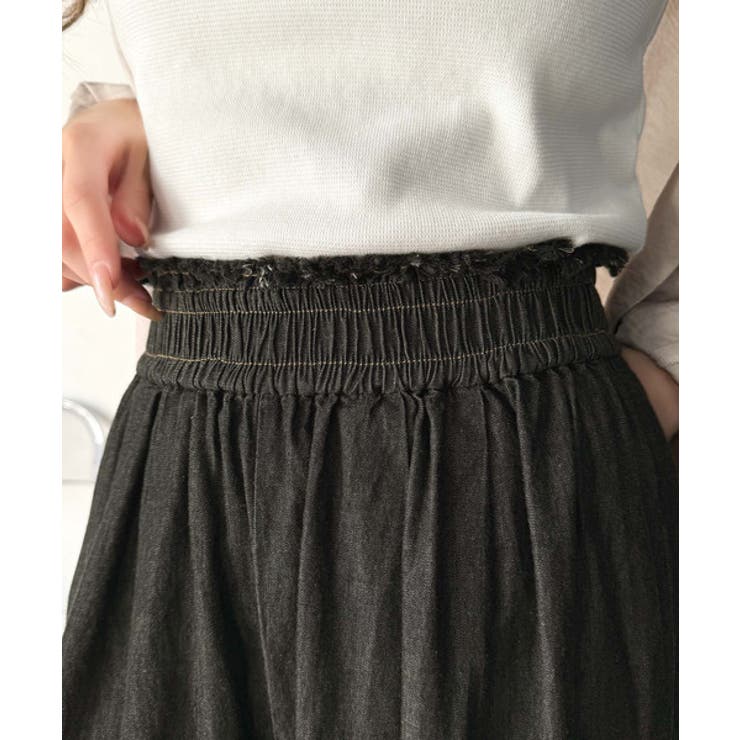 こなれカジュアルの決定版♪綿100％ライトオンスデニム素材ウエストフリンジワイド… | Classical Elf  | 詳細画像19 