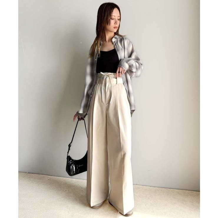 美しいシルエットの優秀パンツ♪Wベルト異素材スラックスワイドパンツ | Classical Elf  | 詳細画像11 