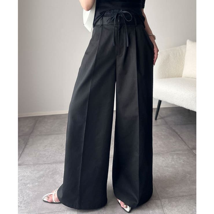 美しいシルエットの優秀パンツ♪Wベルト異素材スラックスワイドパンツ | Classical Elf  | 詳細画像13 