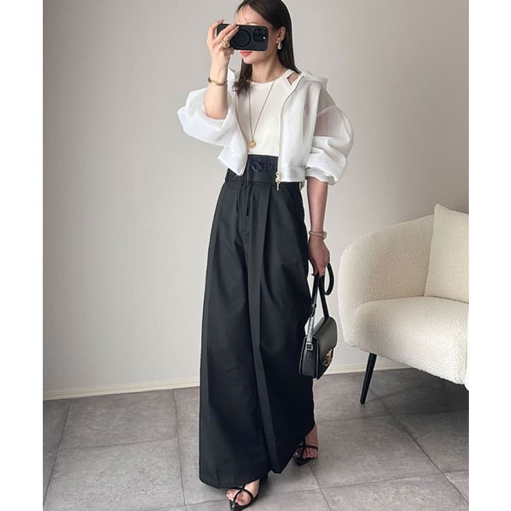 美しいシルエットの優秀パンツ♪Wベルト異素材スラックスワイドパンツ | Classical Elf  | 詳細画像17 