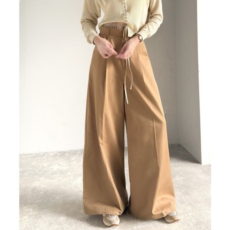 美しいシルエットの優秀パンツ♪Wベルト異素材スラックスワイドパンツ | Classical Elf  | 詳細画像21 