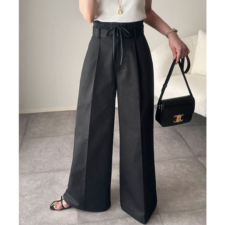 美しいシルエットの優秀パンツ♪Wベルト異素材スラックスワイドパンツ | Classical Elf  | 詳細画像18 
