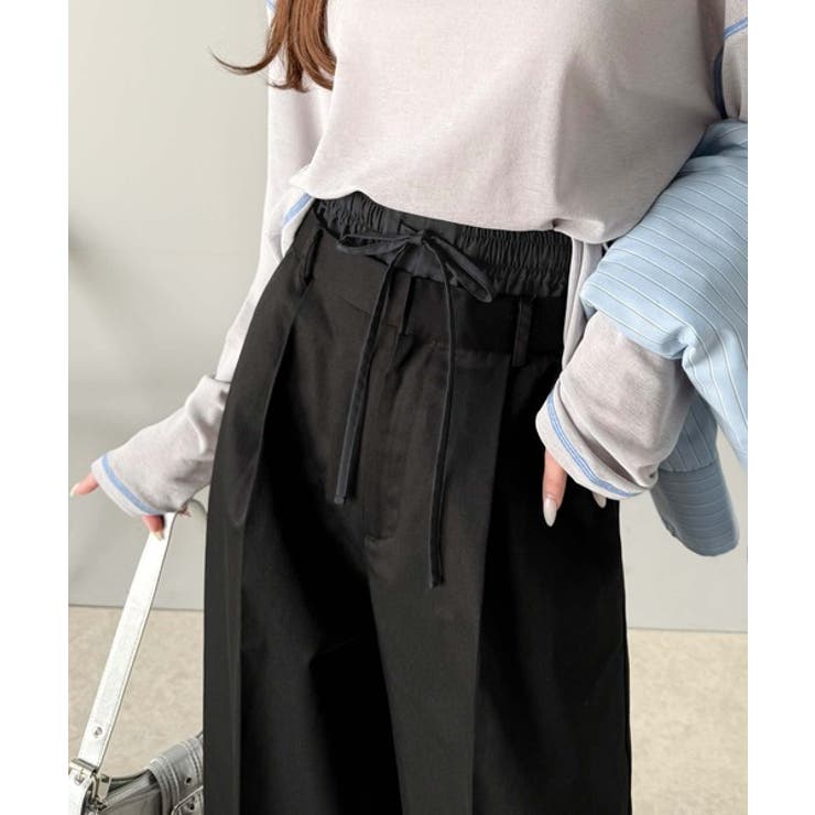 美しいシルエットの優秀パンツ♪Wベルト異素材スラックスワイドパンツ | Classical Elf  | 詳細画像30 