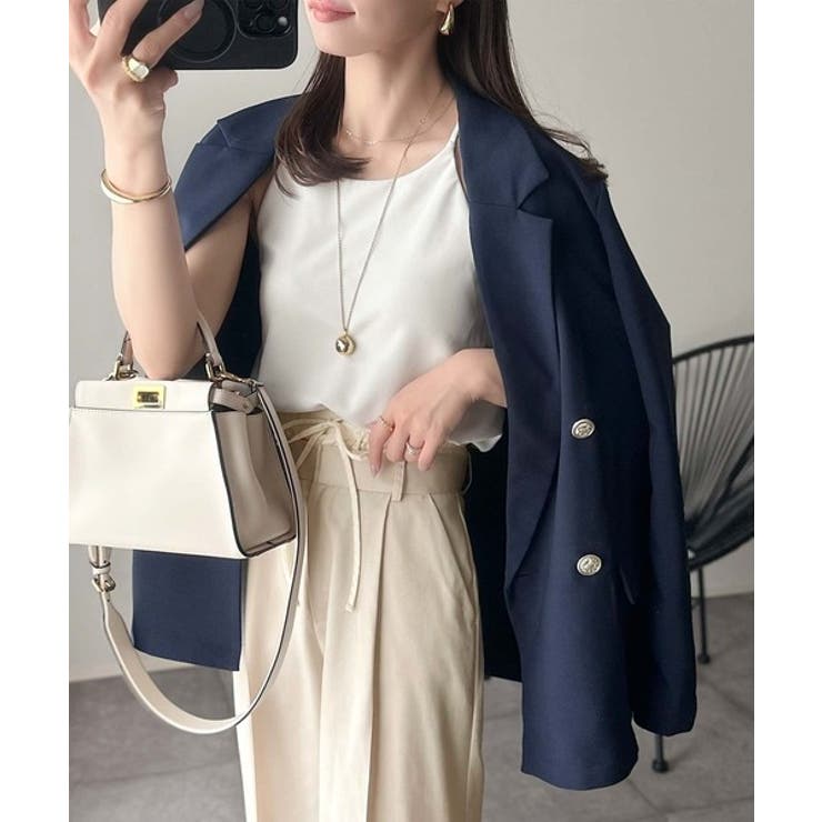 美しいシルエットの優秀パンツ♪Wベルト異素材スラックスワイドパンツ | Classical Elf  | 詳細画像2 