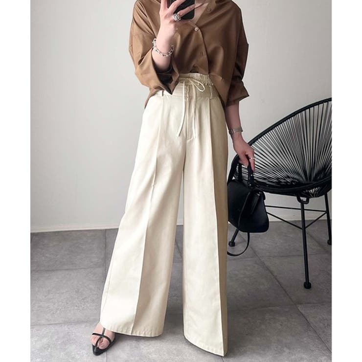 美しいシルエットの優秀パンツ♪Wベルト異素材スラックスワイドパンツ | Classical Elf  | 詳細画像5 
