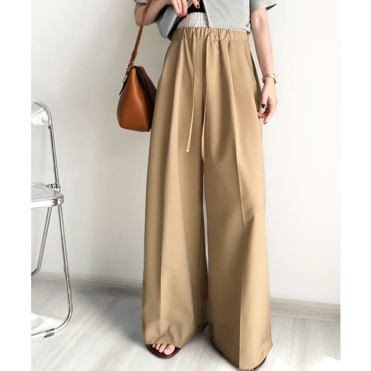 ベージュ | 快適大人エレガントスタイル。Wウエストイージーパンツ | Classical Elf 