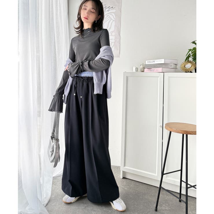 ネイビー | 快適大人エレガントスタイル。Wウエストイージーパンツ | Classical Elf 