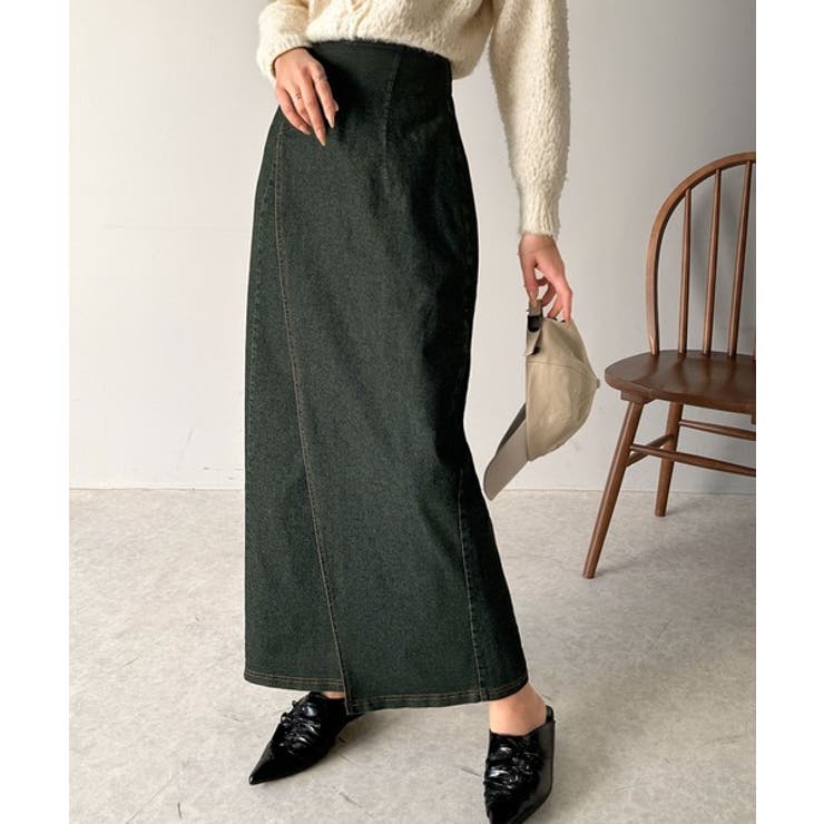 ヴィンテージライクなデニムスタイルに。ストレッチデニム素材ロングタイトスカート | Classical Elf  | 詳細画像1 