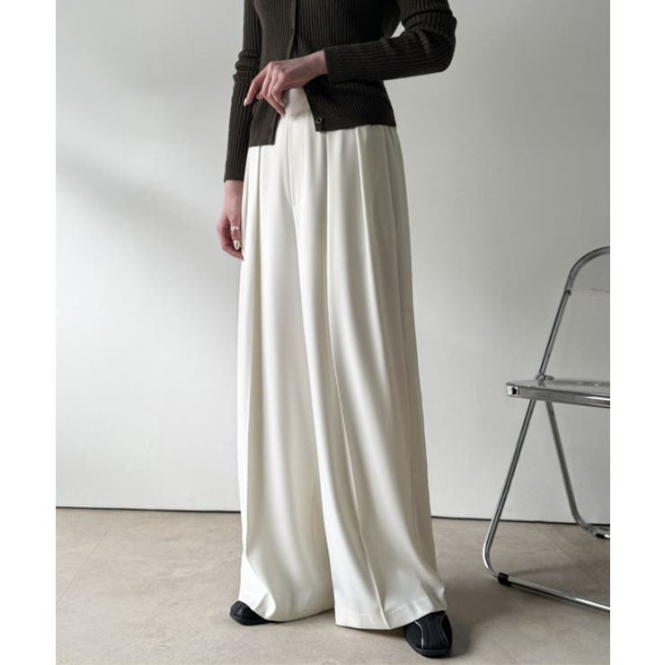 すっきりシルエット。防シワ効果素材2タックハイウエストワイドパンツ | Classical Elf  | 詳細画像15 
