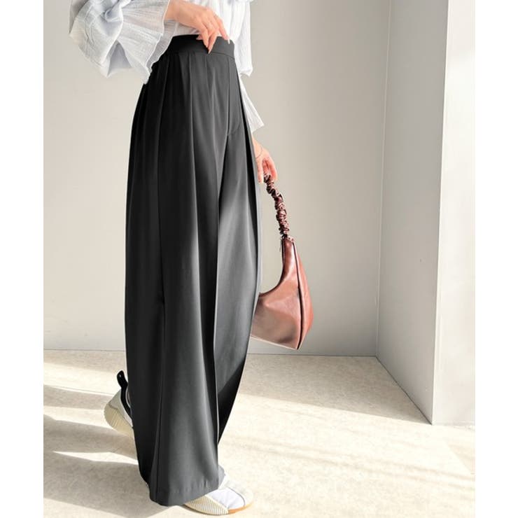 すっきりシルエット。防シワ効果素材2タックハイウエストワイドパンツ | Classical Elf  | 詳細画像21 