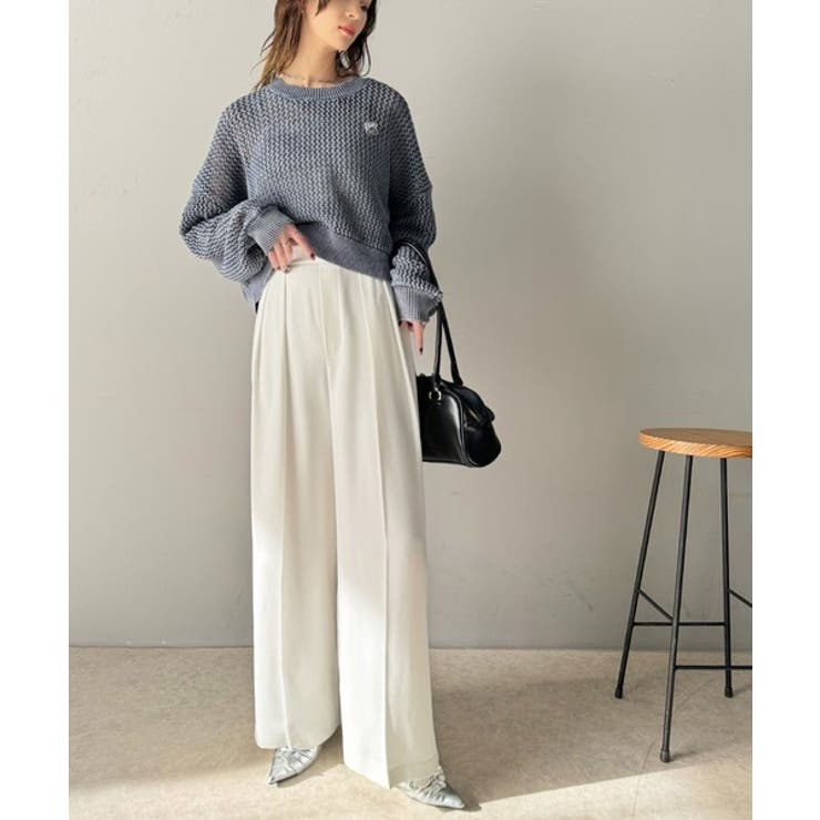 すっきりシルエット。防シワ効果素材2タックハイウエストワイドパンツ | Classical Elf  | 詳細画像5 