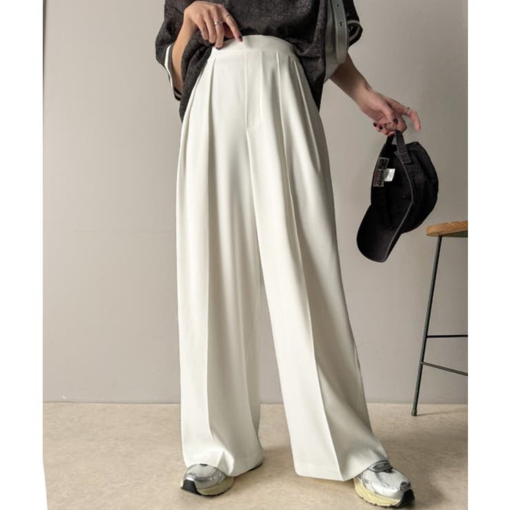 すっきりシルエット。防シワ効果素材2タックハイウエストワイドパンツ | Classical Elf  | 詳細画像1 