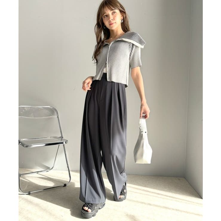 すっきりシルエット。防シワ効果素材2タックハイウエストワイドパンツ | Classical Elf  | 詳細画像26 